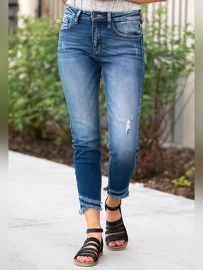 KanCan Lightly Distressed Ankle Crop Jeans